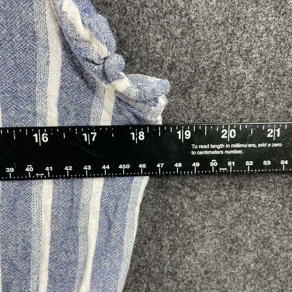 Cloth & Stone Romper Women's Small Blue White Striped Linen Blend Side Pockets - Picture 5 of 7